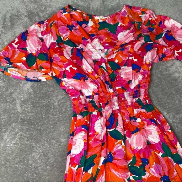 Abel The Label Dress Womens XS Pink Santa Cruz Tropical Island Beach Floral Midi - Picture 5 of 9